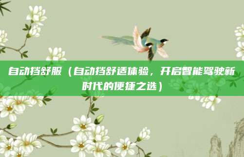 自动挡舒服（自动挡舒适体验，开启智能驾驶新时代的便捷之选）