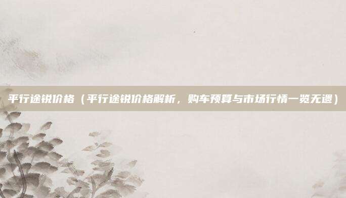 平行途锐价格（平行途锐价格解析，购车预算与市场行情一览无遗）