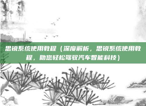 思锐系统使用教程（深度解析，思锐系统使用教程，助您轻松驾驭汽车智能科技）