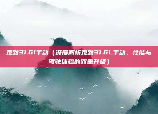 观致31.6l手动（深度解析观致31.6L手动，性能与驾驶体验的双重升级）