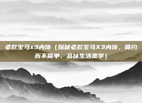老款宝马x3内饰（探秘老款宝马X3内饰，简约而不简单，品味生活美学）