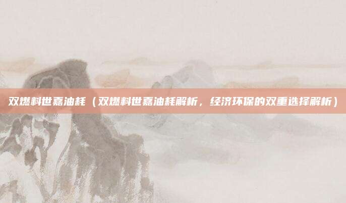 双燃料世嘉油耗(双燃料世嘉油耗解析,经济环保的双重选择解析)