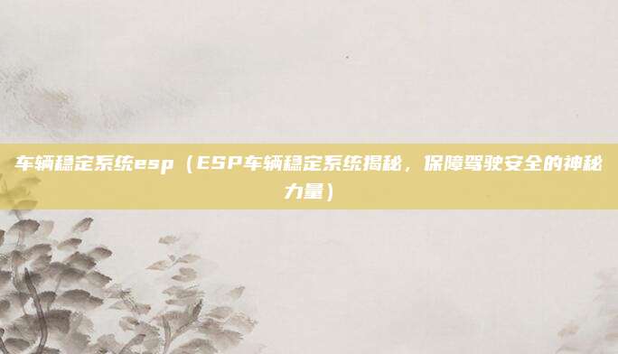 车辆稳定系统esp(ESP车辆稳定系统揭秘,保障驾驶安全的神秘力量)