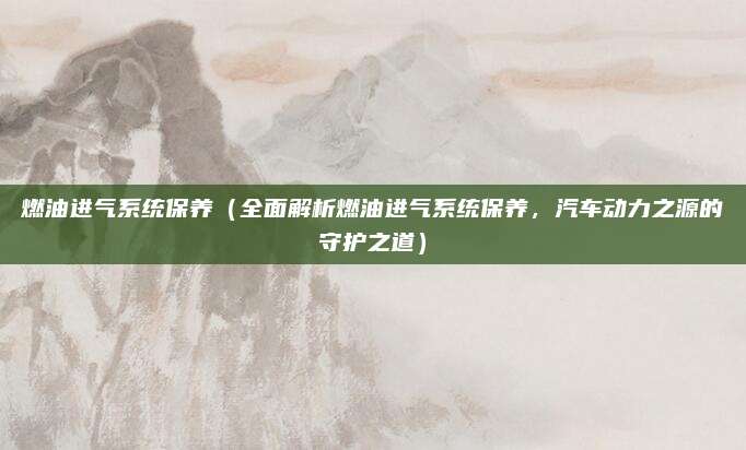 燃油进气系统保养(全面解析燃油进气系统保养,汽车动力之源的守护之道)