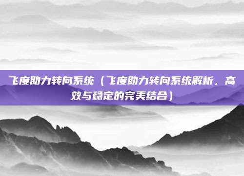 飞度助力转向系统(飞度助力转向系统解析,高效与稳定的完美结合)