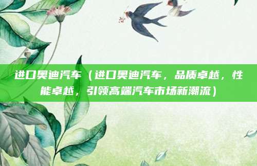 进口奥迪汽车（进口奥迪汽车，品质卓越，性能卓越，引领高端汽车市场新潮流）