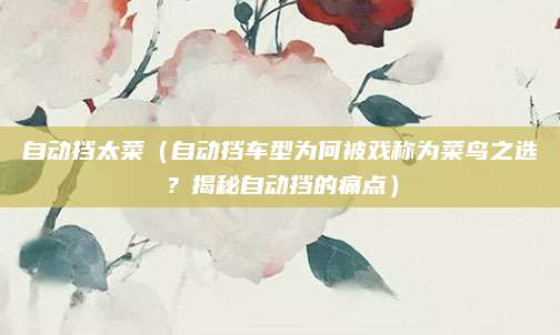 自动挡太菜(自动挡车型为何被戏称为菜鸟之选?揭秘自动挡的痛点)