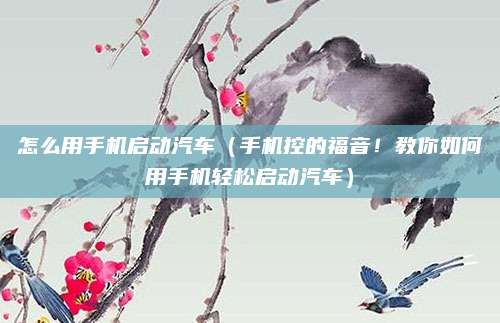 怎么用手机启动汽车(手机控的福音!教你如何用手机轻松启动汽车)