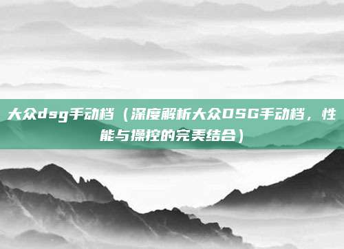 大众dsg手动档(深度解析大众DSG手动档,性能与操控的完美结合)