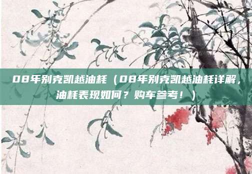 08年别克凯越油耗(08年别克凯越油耗详解,油耗表现如何?购车参考!)