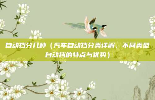 自动挡分几种（汽车自动挡分类详解，不同类型自动挡的特点与优势）