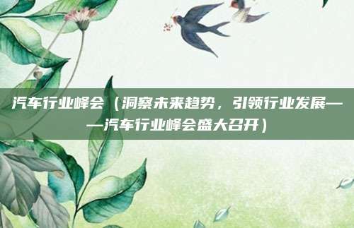 汽车行业峰会(洞察未来趋势,引领行业发展——汽车行业峰会盛大召开)