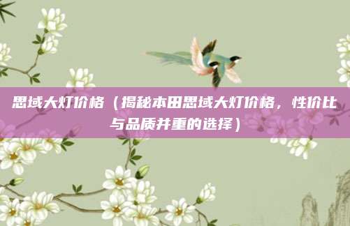 思域大灯价格(揭秘本田思域大灯价格,性价比与品质并重的选择)