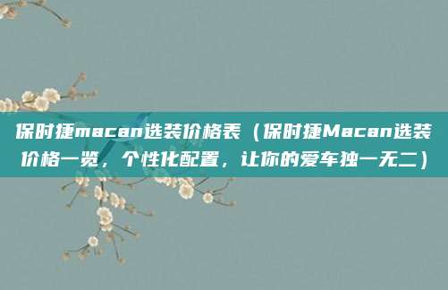 保时捷macan选装价格表(保时捷Macan选装价格一览,个性化配置,让你的爱车独一无二)
