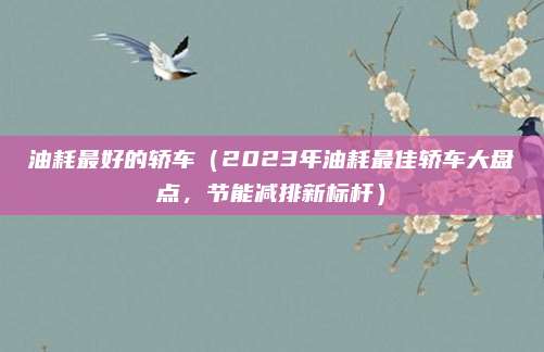 油耗最好的轿车(2023年油耗最佳轿车大盘点,节能减排新标杆)