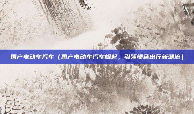 国产电动车汽车(国产电动车汽车崛起,引领绿色出行新潮流)