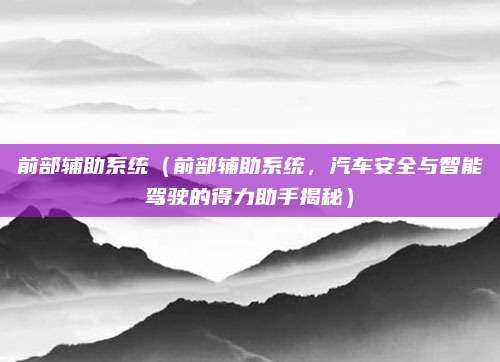 前部辅助系统（前部辅助系统，汽车安全与智能驾驶的得力助手揭秘）