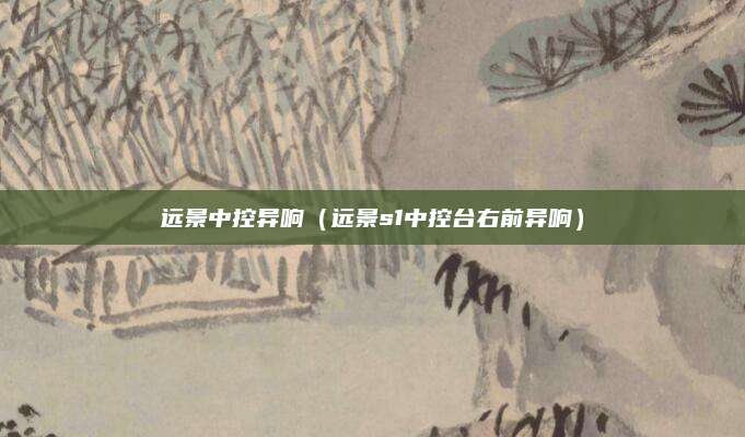 远景中控异响(远景s1中控台右前异响)