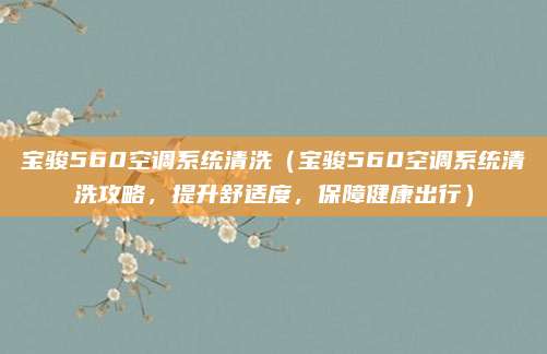 宝骏560空调系统清洗(宝骏560空调系统清洗攻略,提升舒适度,保障健康出行)