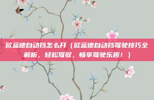 欧蓝德自动挡怎么开(欧蓝德自动挡驾驶技巧全解析,轻松驾驭,畅享驾驶乐趣!)