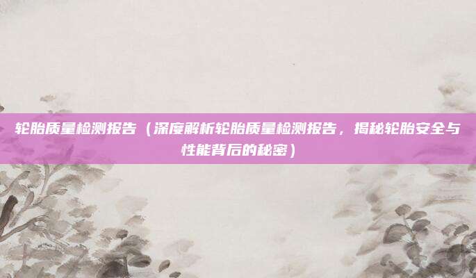 轮胎质量检测报告（深度解析轮胎质量检测报告，揭秘轮胎安全与性能背后的秘密）