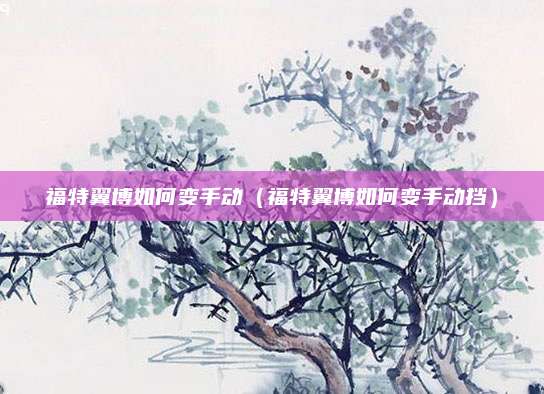 福特翼博如何变手动(福特翼博如何变手动挡)