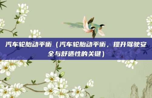 汽车轮胎动平衡(汽车轮胎动平衡,提升驾驶安全与舒适性的关键)
