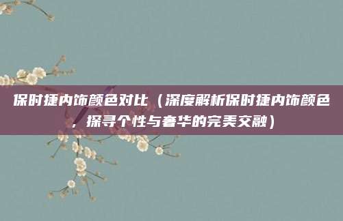 保时捷内饰颜色对比(深度解析保时捷内饰颜色,探寻个性与奢华的完美交融)