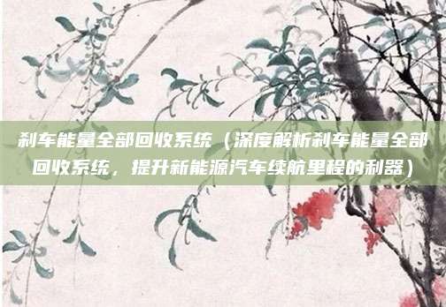 刹车能量全部回收系统（深度解析刹车能量全部回收系统，提升新能源汽车续航里程的利器）