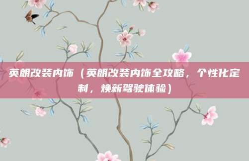 英朗改装内饰（英朗改装内饰全攻略，个性化定制，焕新驾驶体验）