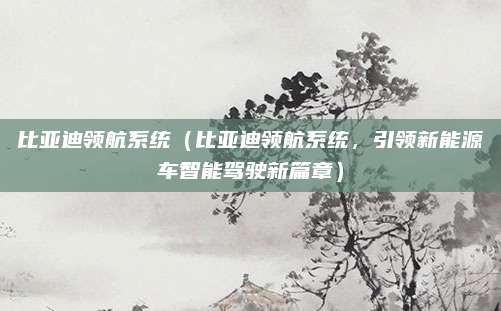 比亚迪领航系统(比亚迪领航系统,引领新能源车智能驾驶新篇章)