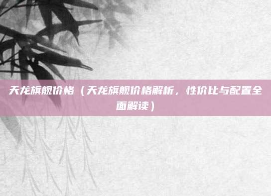 天龙旗舰价格（天龙旗舰价格解析，性价比与配置全面解读）