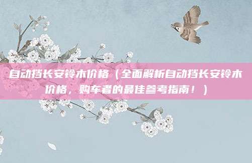 自动挡长安铃木价格(全面解析自动挡长安铃木价格,购车者的最佳参考指南!)