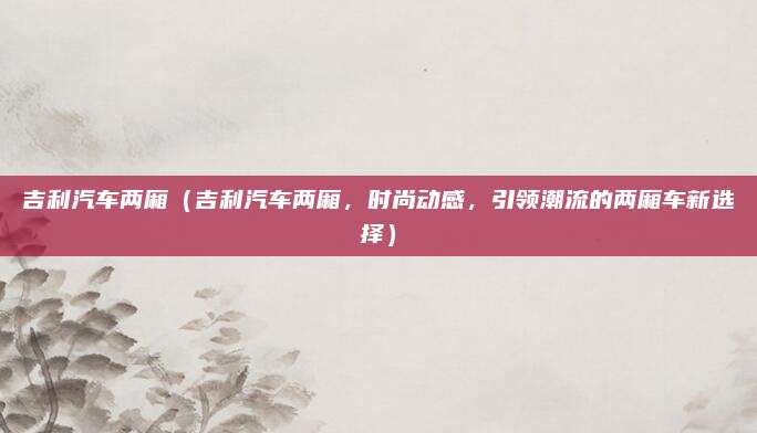 吉利汽车两厢(吉利汽车两厢,时尚动感,引领潮流的两厢车新选择)