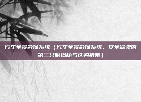 汽车全景影像系统（汽车全景影像系统，安全驾驶的第三只眼揭秘与选购指南）