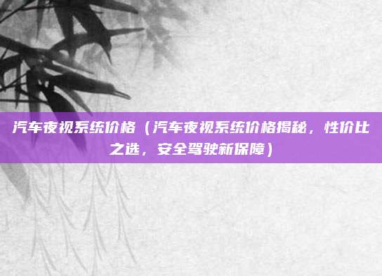 汽车夜视系统价格（汽车夜视系统价格揭秘，性价比之选，安全驾驶新保障）