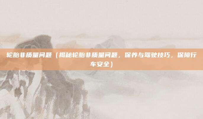 轮胎非质量问题（揭秘轮胎非质量问题，保养与驾驶技巧，保障行车安全）