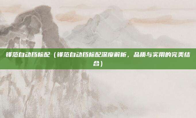 锋范自动挡标配（锋范自动挡标配深度解析，品质与实用的完美结合）
