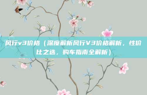 风行v3价格（深度解析风行V3价格解析，性价比之选，购车指南全解析）