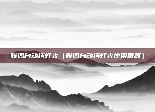 雅阁自动挡灯光（雅阁自动挡灯光使用图解）