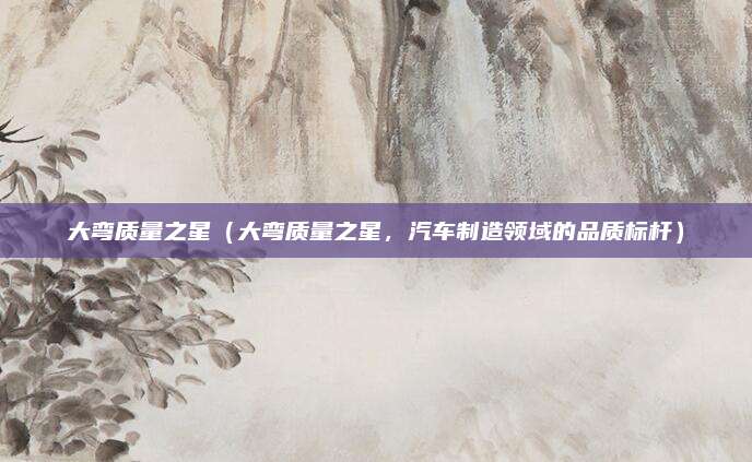 大弯质量之星（大弯质量之星，汽车制造领域的品质标杆）