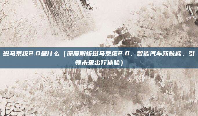 斑马系统2.0是什么（深度解析斑马系统2.0，智能汽车新航标，引领未来出行体验）