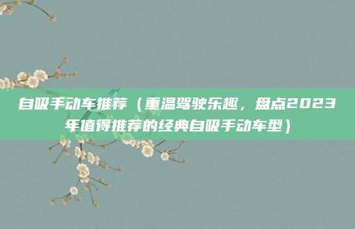 自吸手动车推荐（重温驾驶乐趣，盘点2023年值得推荐的经典自吸手动车型）