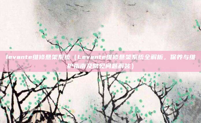 levante维修悬架系统(Levante维修悬架系统全解析,保养与维护指南及常见问题解答)