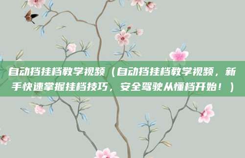 自动挡挂档教学视频（自动挡挂档教学视频，新手快速掌握挂档技巧，安全驾驶从懂档开始！）
