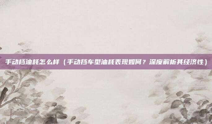 手动档油耗怎么样（手动挡车型油耗表现如何？深度解析其经济性）
