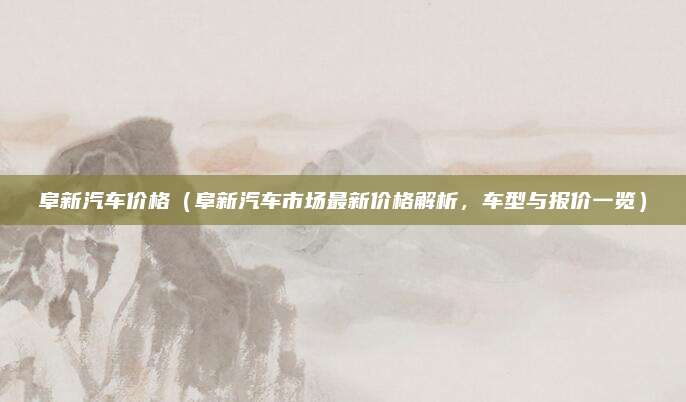 阜新汽车价格（阜新汽车市场最新价格解析，车型与报价一览）