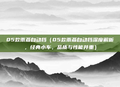 05款雨燕自动挡（05款雨燕自动挡深度解析，经典小车，品质与性能并重）