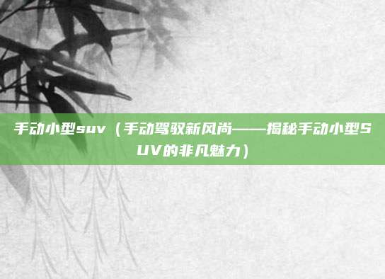 手动小型suv（手动驾驭新风尚——揭秘手动小型SUV的非凡魅力）