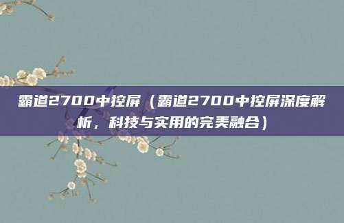 霸道2700中控屏（霸道2700中控屏深度解析，科技与实用的完美融合）